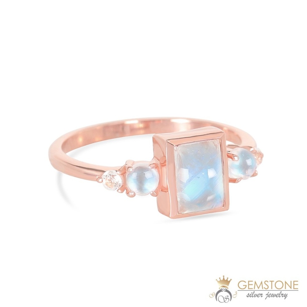 14Kt Rose Gold Vermeil Moonstone Ring Royalty